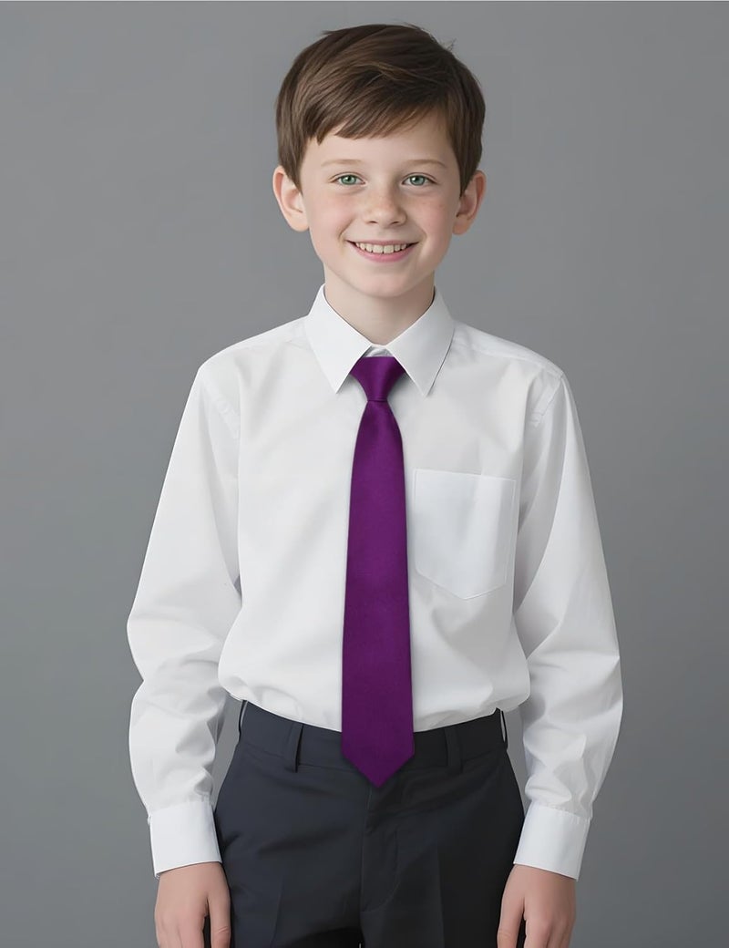 Ailisus Store Boys Tie Solid Color Silk Satin Pre-tied Kids Necktie for Age 8-12 Adjustable Formal Wedding School Graduation - Image 2